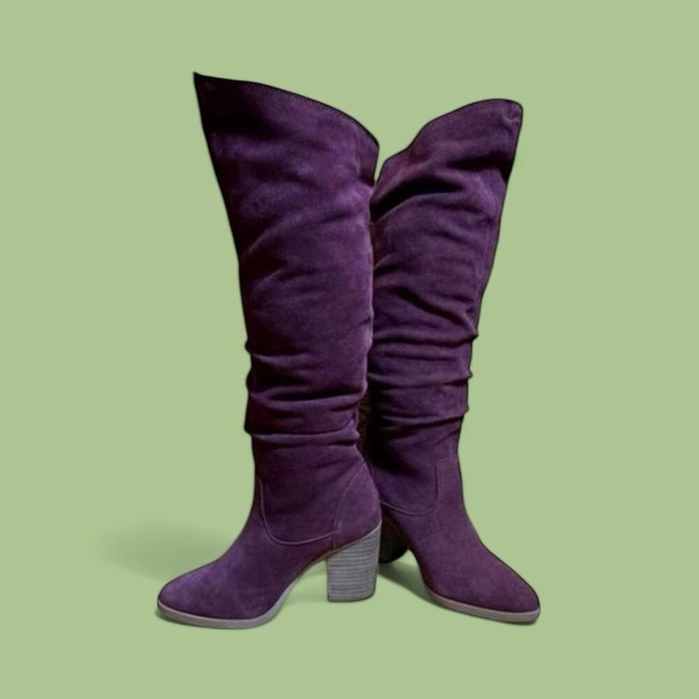 NWOT Nine West Purple Suede Slouch Boots sz 6.5